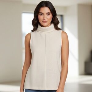 OGL FuzzLuxe  Split Hem Top Turtle Neck New Size XS Heather Beige